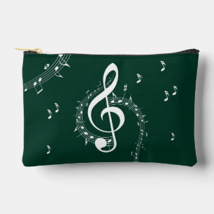 Climactic G Clef Music on Vibrant Emerald Green   Accessory Pouch