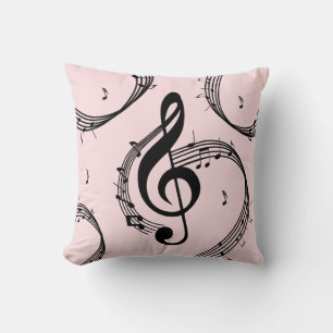Climactic G Clef Music Pink Cushion