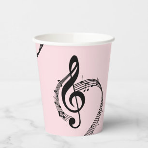 Climactic G Clef Music Pink Paper Cups