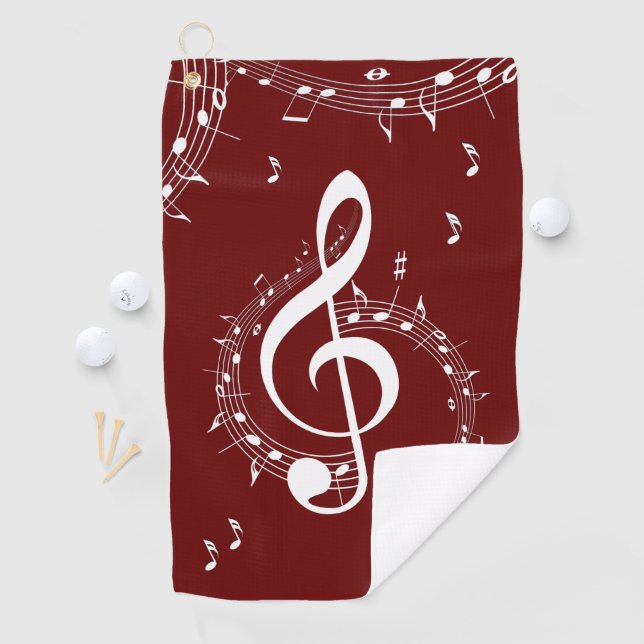 Climactic G Clef Music Red Golf Towel (InSitu)