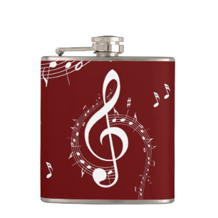 Climactic G Clef Music Red Hip Flask