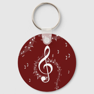 Climactic G Clef Music Red Key Ring