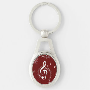 Climactic G Clef Music Red Key Ring