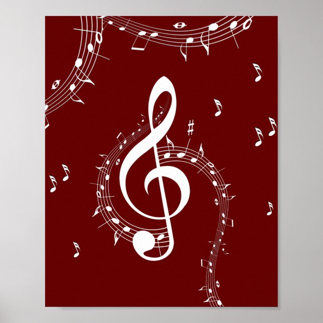 Climactic G Clef Music Red Poster (Front)
