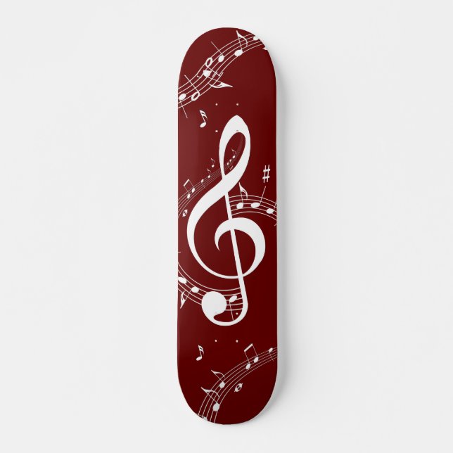 Climactic G Clef Music Red Skateboard (Front)