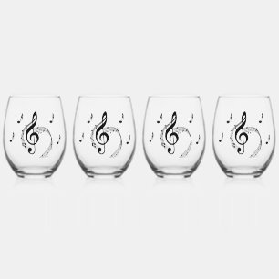 Climactic G Clef Music Stemless Wine Glass