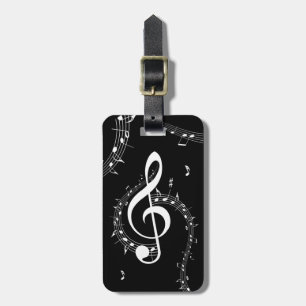 Climactic G Clef White Music on Black  Luggage Tag
