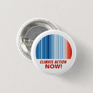 Climate Action Now! Global Warming Stripes 3 Cm Round Badge