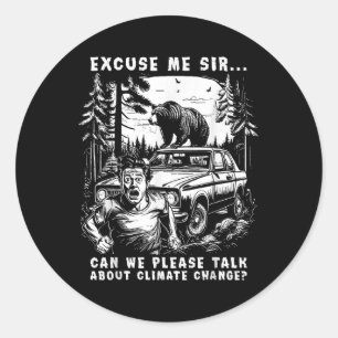Climate Change Brown Bear Environmental Protection Classic Round Sticker