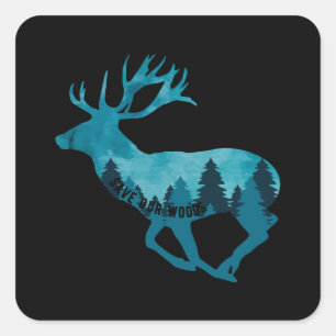 Climate Change Environmental Protection Deer Stag Square Sticker