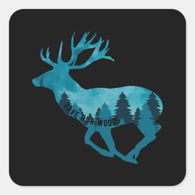 Climate Change Environmental Protection Deer Stag Square Sticker (Front)