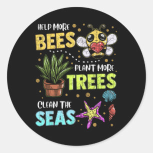 Climate Change Global Warming Earth Day Bees Trees Classic Round Sticker