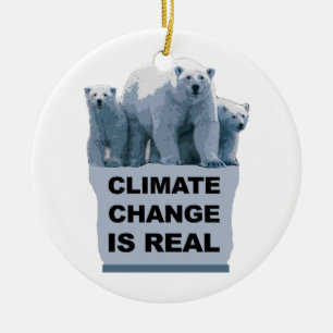 CLIMATE CHANGE IS REAL CERAMIC TREE DECORATION