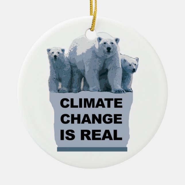 CLIMATE CHANGE IS REAL CERAMIC TREE DECORATION (Front)