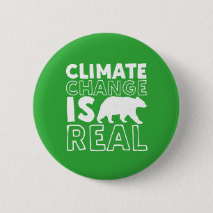 Climate Change Is Real Global Warming Polar Bear 6 Cm Round Badge