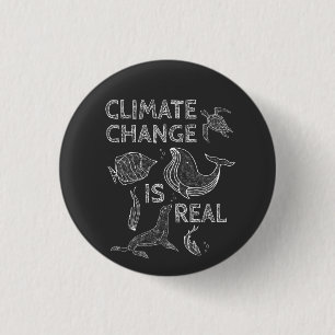 Climate Change Is Real Sea Animal Drawing 3 Cm Round Badge