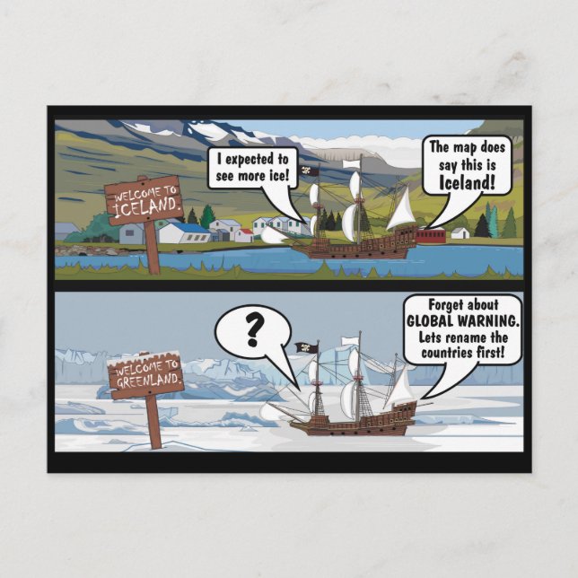 CLIMATE CHANGE JOKE POSTCARD (Front)