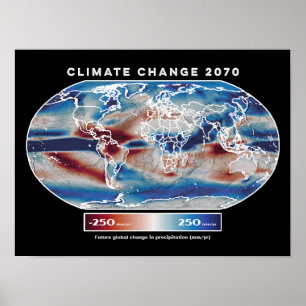 Climate Change Rainfall Map Poster