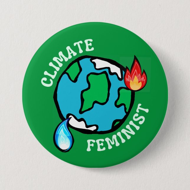 Climate Feminist Button (green) (Front)