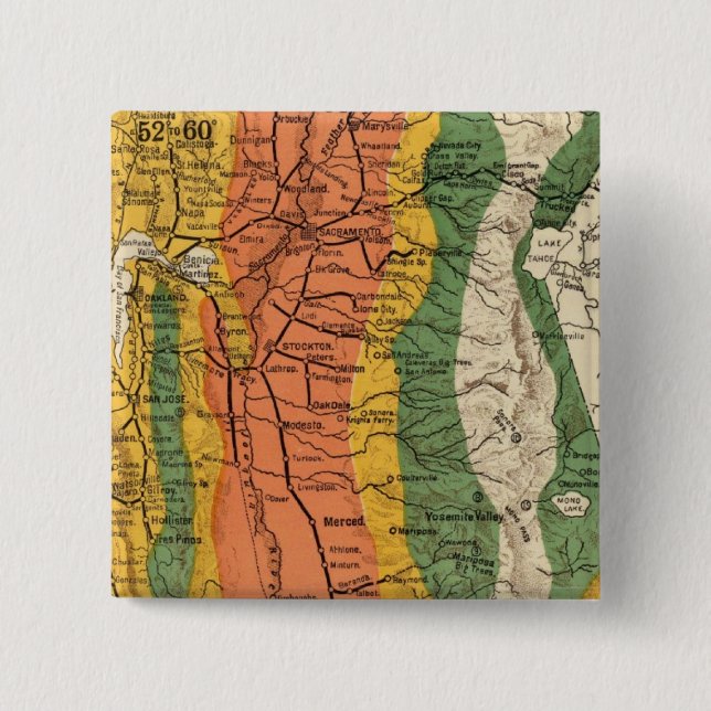 Climatic map of California 15 Cm Square Badge (Front)