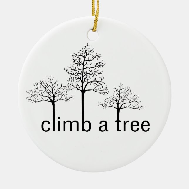 Climb a tree design ceramic tree decoration (Front)