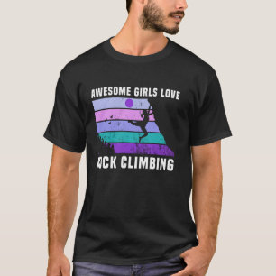 Climb Girl Retro Sunset Rock Awesome Girls Love Ro T-Shirt