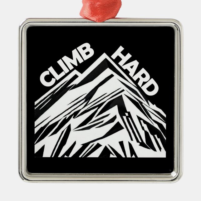 Climb Hard Mountaineering Metal Tree Decoration (Front)