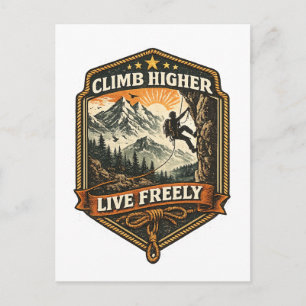 Climb Higher Live Freely Adventure Coffee Mug Postcard