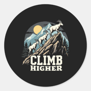 Climb Higher Mountain Goat Adventure Motivational  Classic Round Sticker