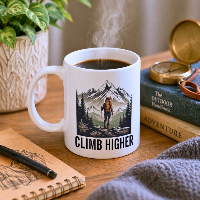 Climb Higher Mountain Hiker  Coffee Mug (Creator Uploaded)