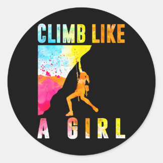 Climb Like A Girl Climbing Classic Round Sticker