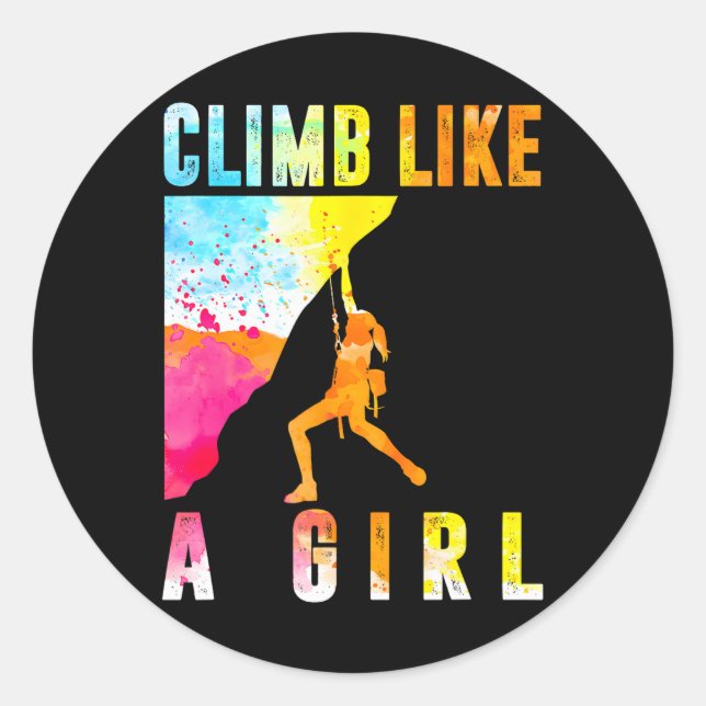 Climb Like A Girl Climbing Classic Round Sticker (Front)