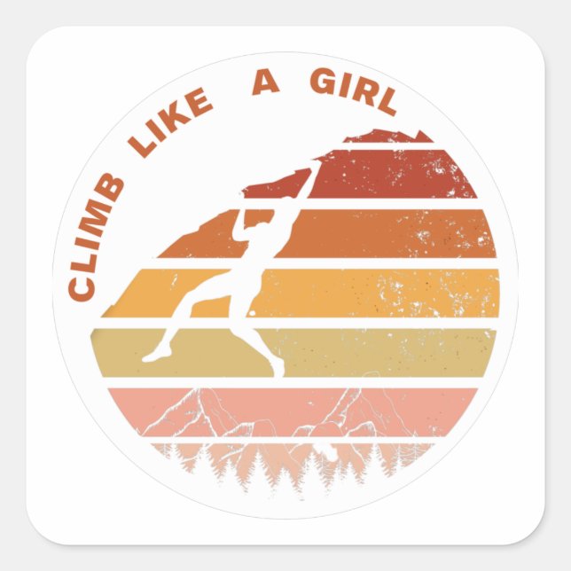 Climb Like a Girl Retro Rock Climbing Sticker (Front)