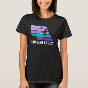 Climb Like a Girl Retro Sunset Rock Climbing Addic T-Shirt
