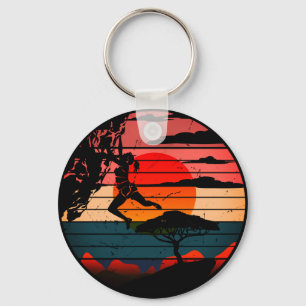 Climb Like a Girl Rock Climbing Retro Key Ring