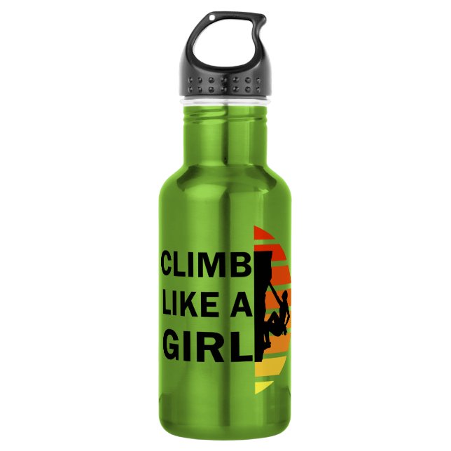 Climb like a girl rock climbing woman 532 ml water bottle (Front)