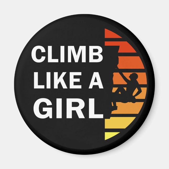 Climb like a girl rock climbing woman magnet (Front)