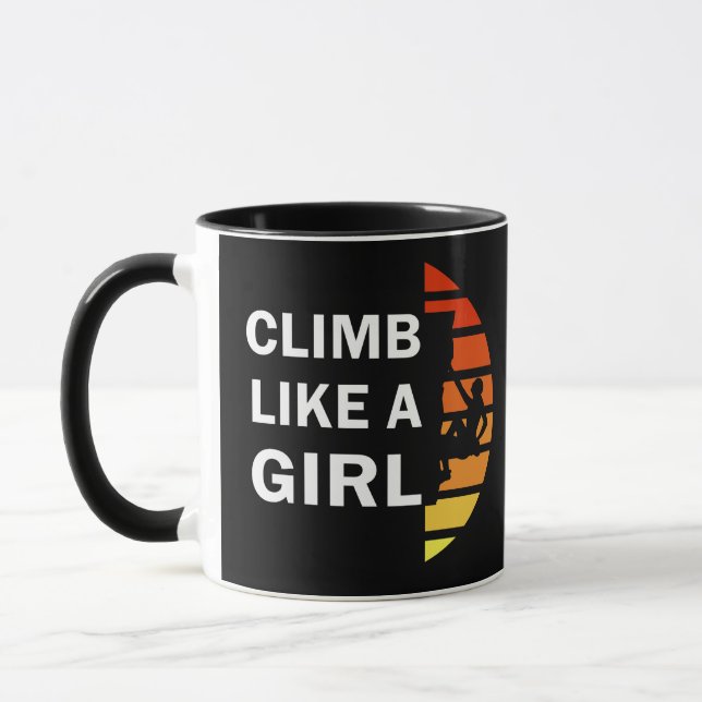 Climb like a girl rock climbing woman mug (Left)