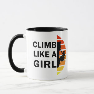 Climb like a girl rock climbing woman mug
