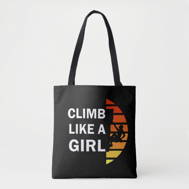 Climb like a girl rock climbing woman tote bag (Front)