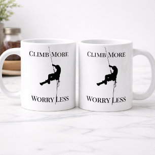 Climb More Worry Less Climbing Quote Large Coffee Mug