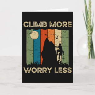Climb More Worry Less Retro Sunset Silhouette  Card