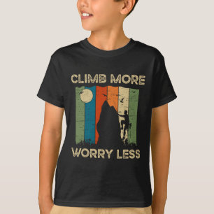 Climb More Worry Less Retro Sunset Silhouette T-Shirt