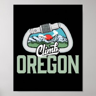 Climb Oregon - Retro Rock Climbing Vintage Carabin Poster