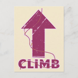 Climb rock climbing rope postcard