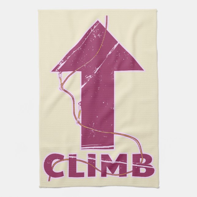 Climb rock climbing rope tea towel (Vertical)