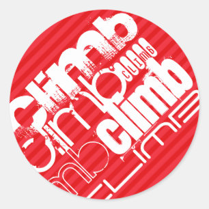 Climb; Scarlet Red Stripes Classic Round Sticker