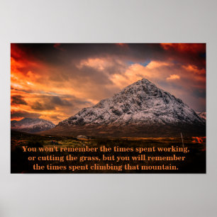 Climb That Mountain Landscape Inspirational Quote Poster