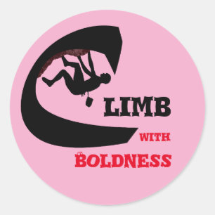 Climb With Boldness - Rock Climbing Design Classic Round Sticker