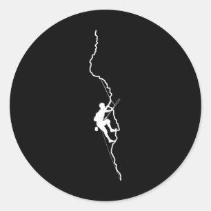 Climber Bouldering Rock Climbing Mountaineer Silho Classic Round Sticker